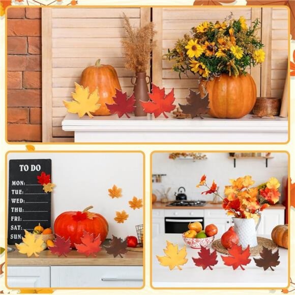 Fall Leaves Decorations for Home Indoor, Farmhouse Thanksgiving Table - Picture 5 of 7